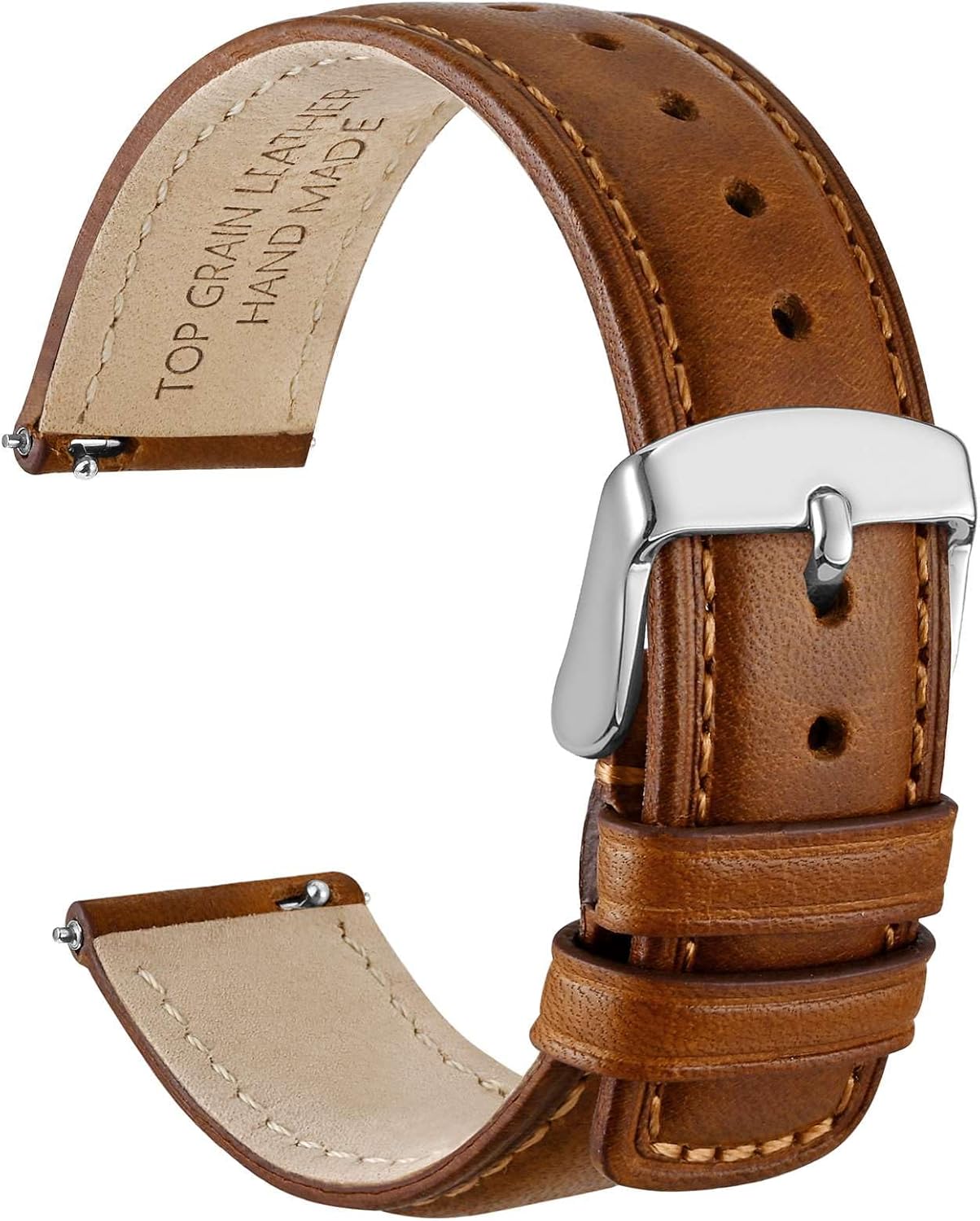 Quick Release Watch Band, Distressed Genuine Leather, Stainless Steel Buckle, Strap Width 18mm 19mm 20mm 22mm 24mm