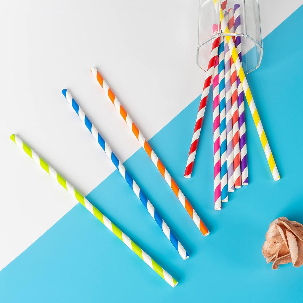 100 Pack Pink Paper Straws for Drinking