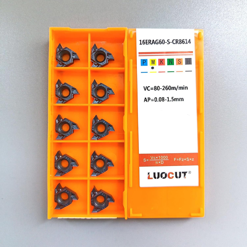 20PCS 16ER AG60 Lathe Threading Insert External 60 Degree Thread for Steel
