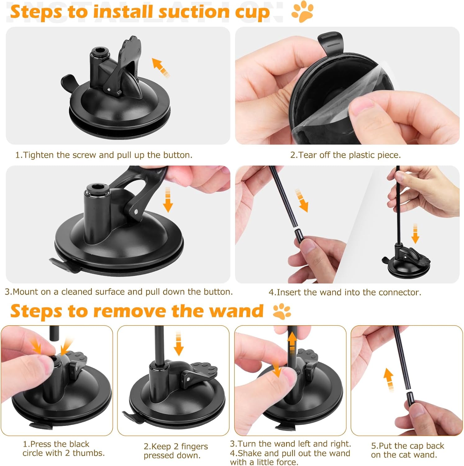 Cat Toys, 2 Pack 3 in 1 Interactive Cat Toy for Indoor Cats with Sticky Super Suction Cup Detachable 10 Pcs