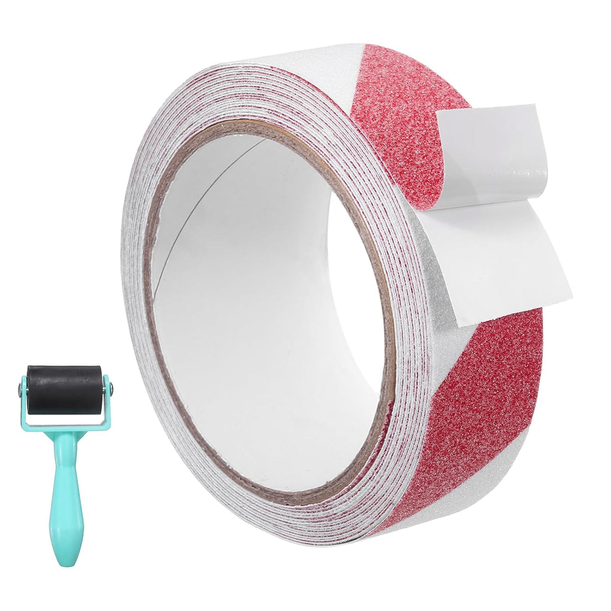 Anti-Slip Grip Tape,1.97"x16.4ft Traction Tape with Roller,Red-white