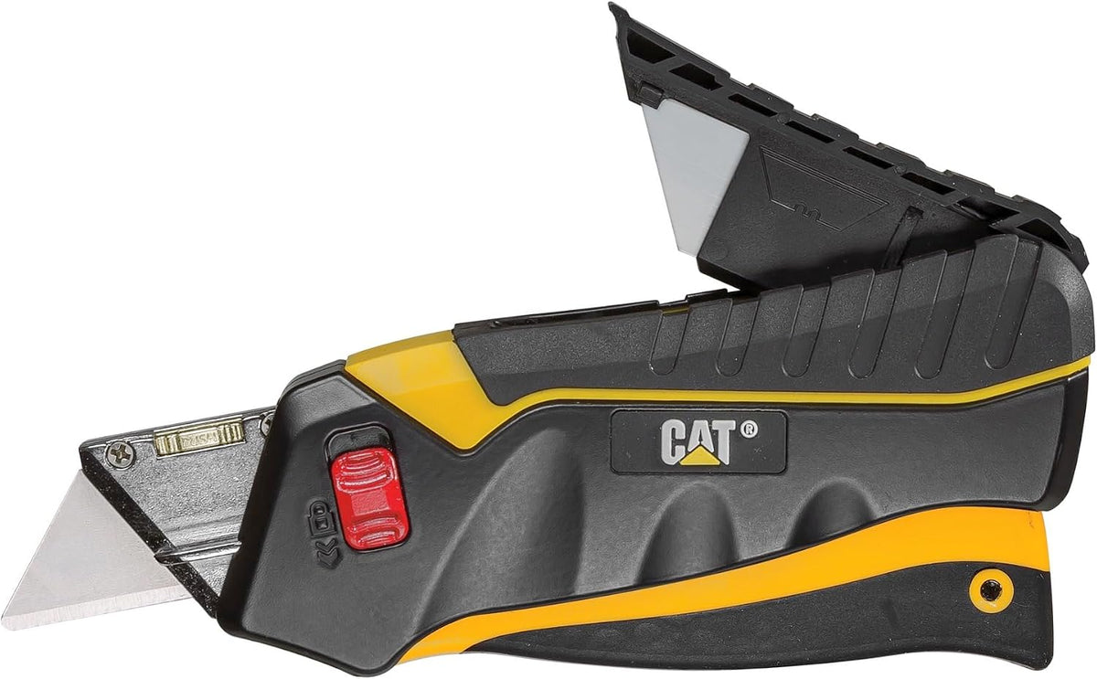 Safety Squeeze Utility Knife, Retractable Blade with Trigger Grip, Quick Change Blade Storage, Includes 3 Round Point