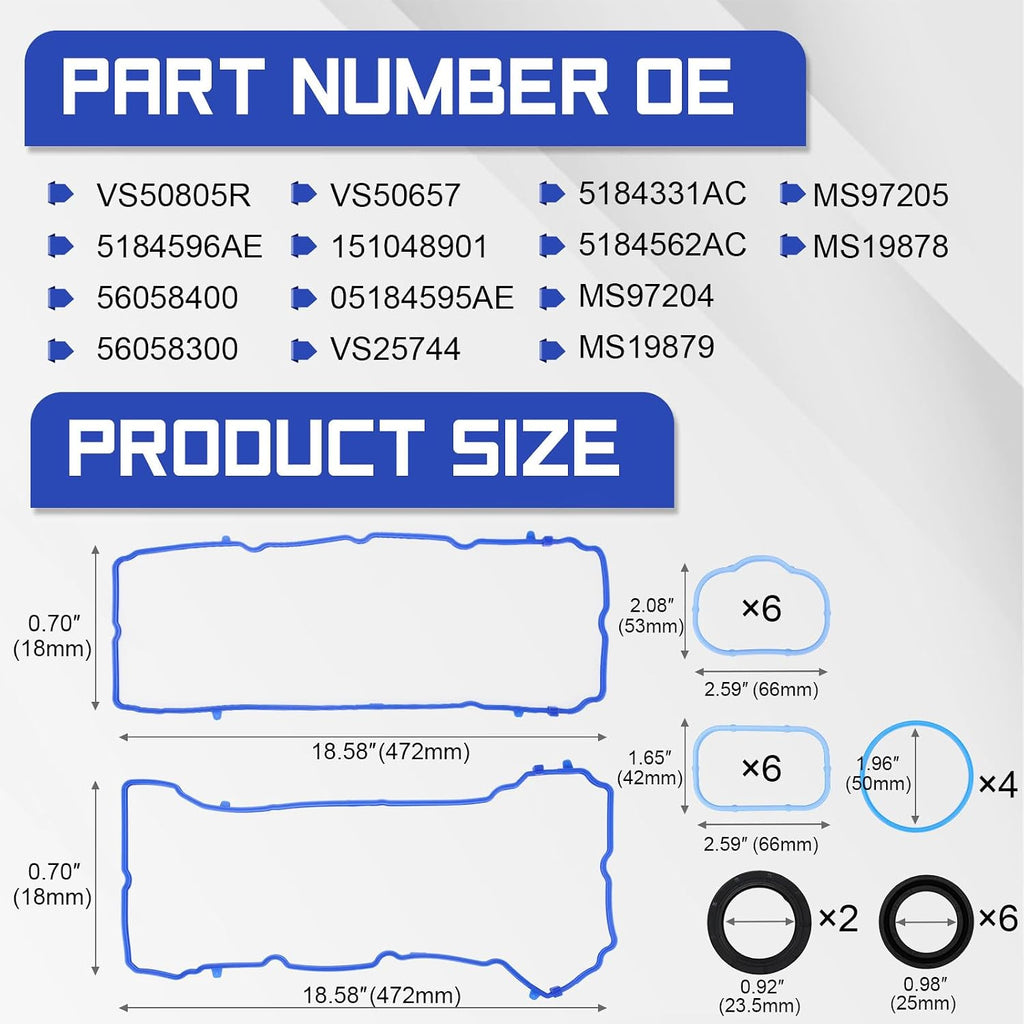 Ultra-Power VS50805R Valve Cover Gasket for Ram 1500, Dodge, Jeep