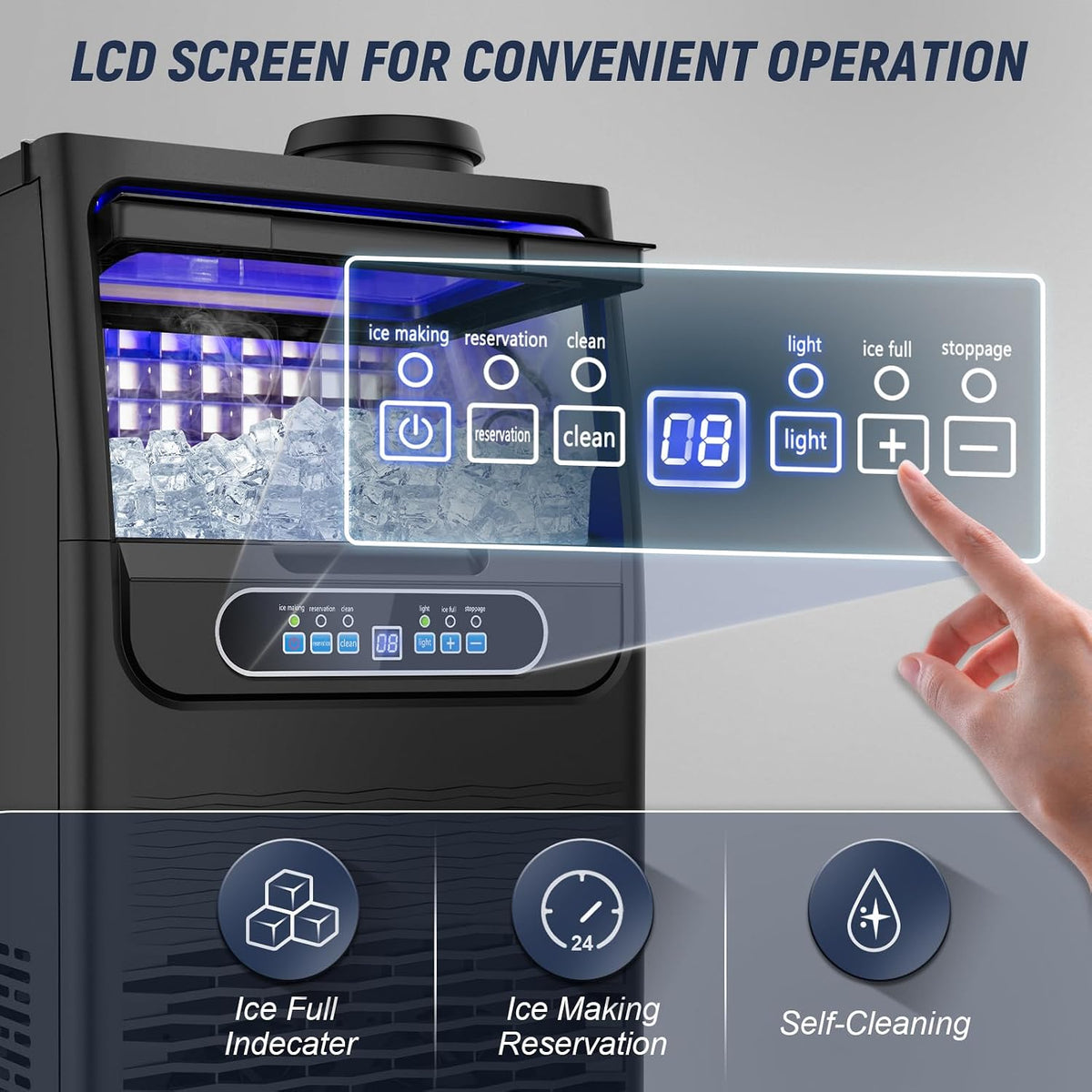 Under Counter Ice Maker Machine, 100LBS/24H, 20LBS Capacity