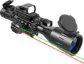 4-12&16X50 AO Rifle Scope Red/Green Illuminated Range Finder Reticle W/Green Laser - Holographic Reflex Red Dot Sight