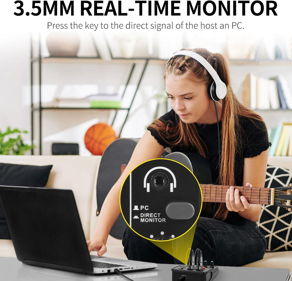 USB Audio Interface for PC,Interface for Recording Music Computer Recording Audio Interface XLR with 3.55m Microphone