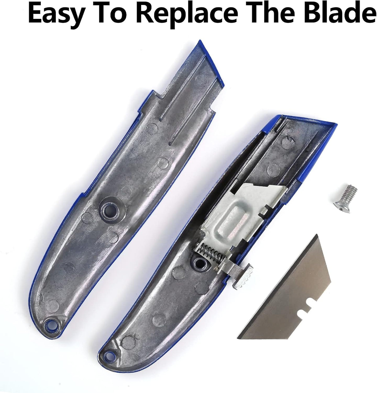 2 Pack Utility Knife, All Metal Retractable Box Cutters (Blue)