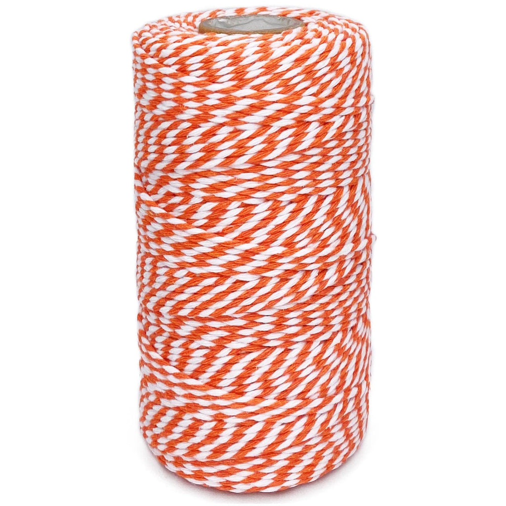 Twine String Orange and White Baker String 328 Feet 2mm Thick Christmas Halloween Twine String for Gift Wrapping DIY