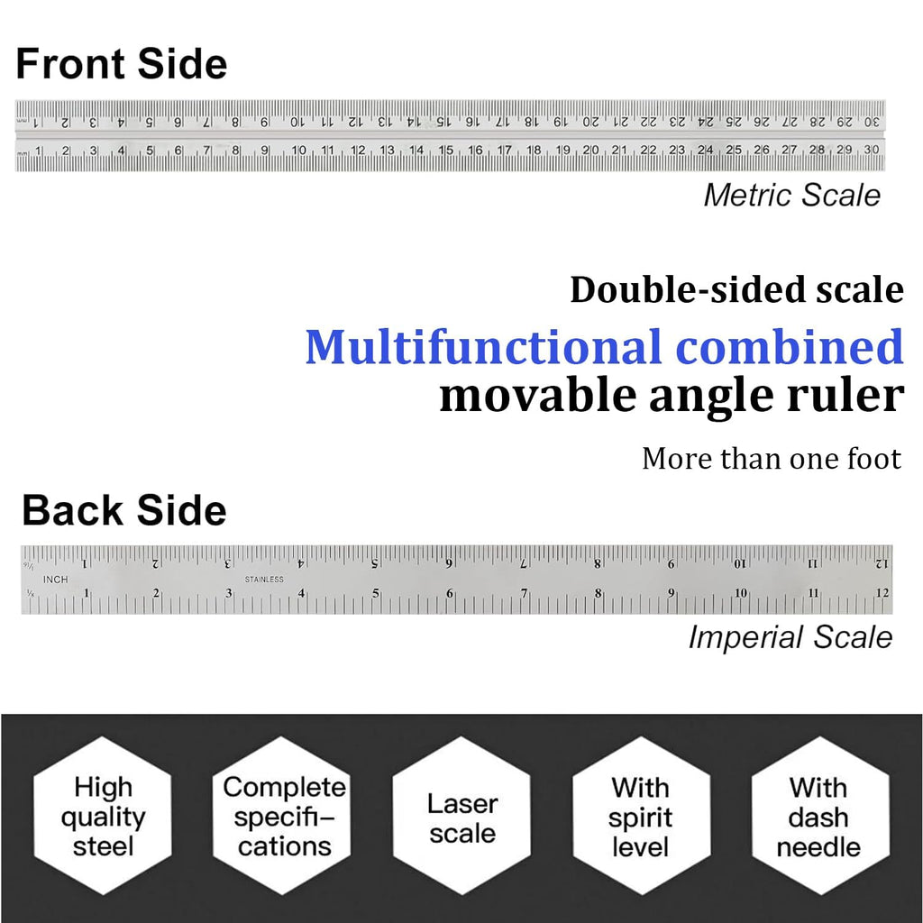 Combination Square Ruler Horizontal Square Multi-Function Carpentry Squares