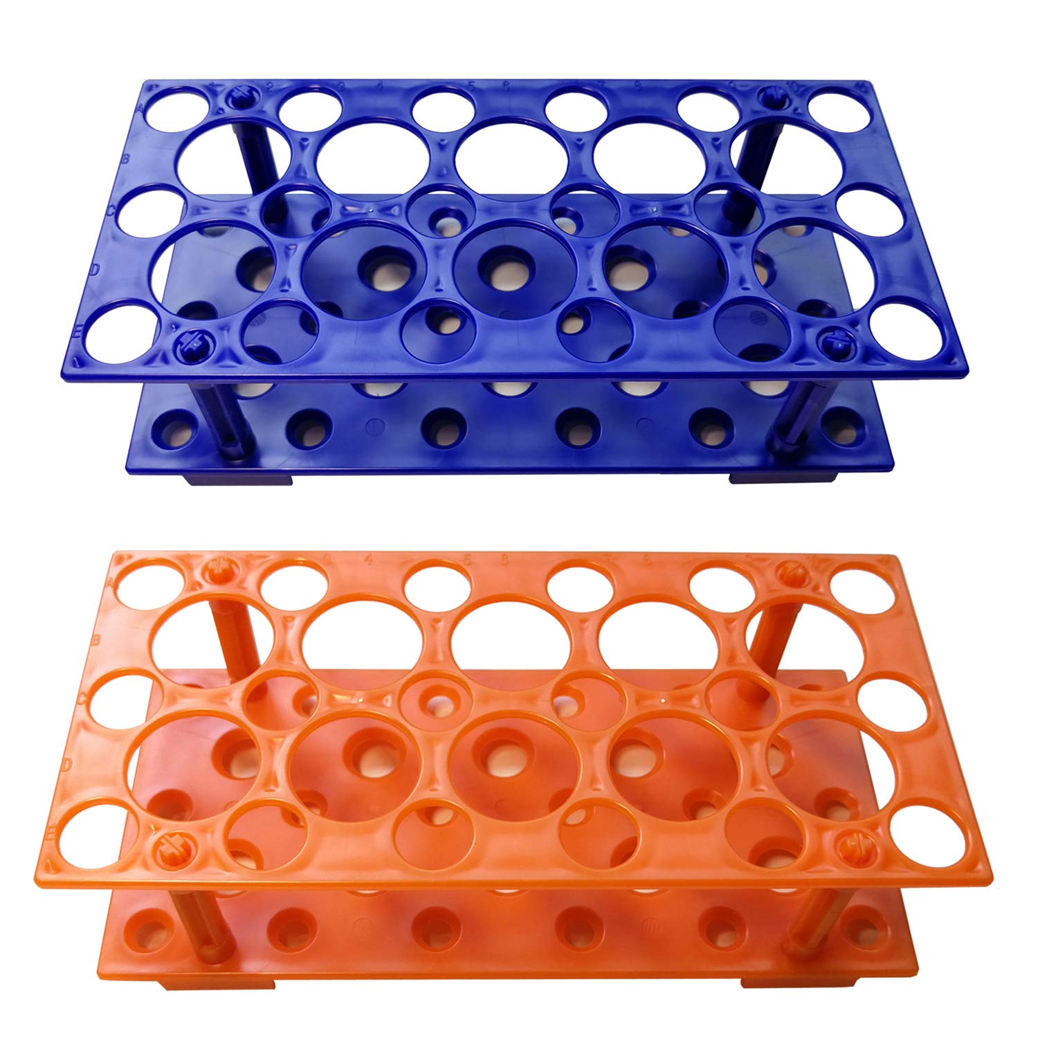 Test Tube Rack, Lab Test Tube Holder, Centrifuge Tube Rack 28 Well | Blue and Orange, Easy to Assemble, Resistant to