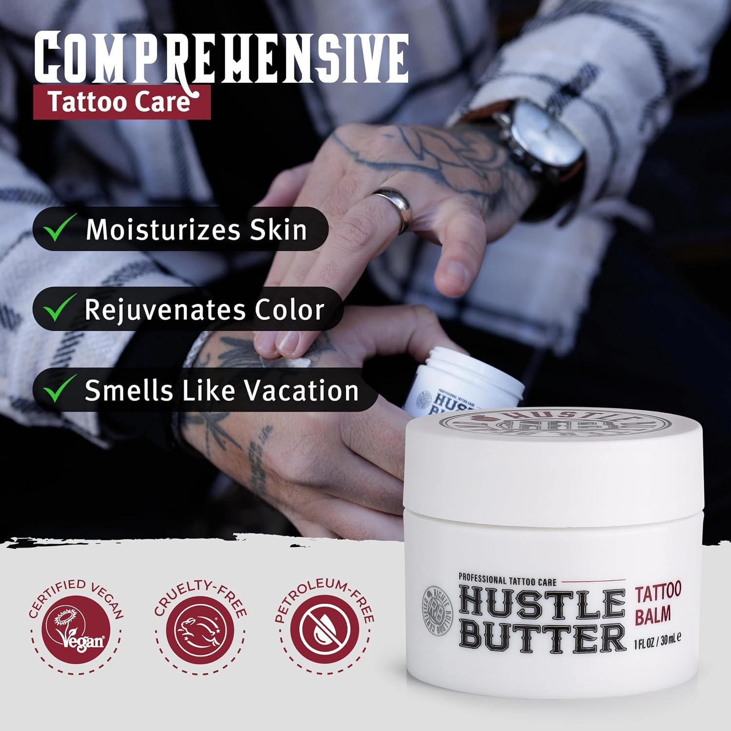 Hustle Butter Tattoo Aftercare Kit - Tattoo Balm, Soap, and Aftercare Wrap - TSA-Friendly - Easy Removal, Mess-Free Wrap
