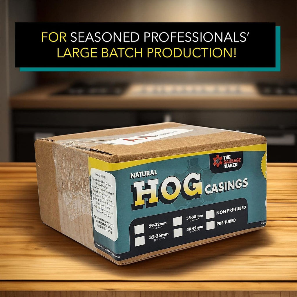 Natural Hog Sausage Casings 29 To 32 MM 90 Yards Whole Hank, Stuffs Over 70lb Meat, North American Edible Pork Link