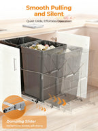 Pull Out Trash Can Under Cabinet, 35 QT Double Under Sink Trash Can Waste Container with with Chrome Wire Bottom