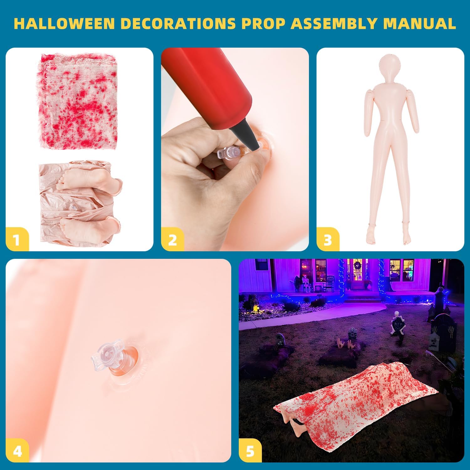 Scary Halloween Decorations Outdoor/Indoor,The Victim Corpse at Crime Scene Prop,Haunted House Decorations,Scary