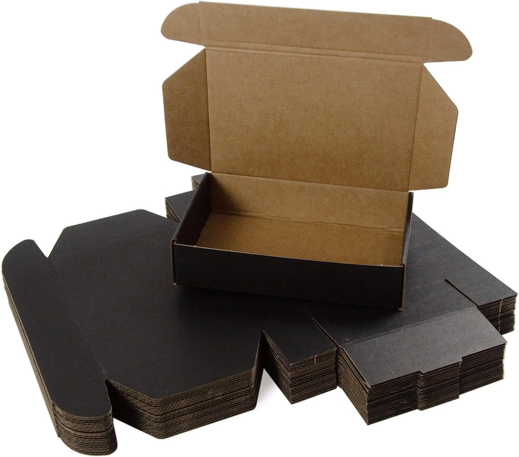 9x6x2 Inches Shipping Boxes Pack of 25, Black Corrugated Cardboard Boxes for Small Bussiness, Packing and Mailing