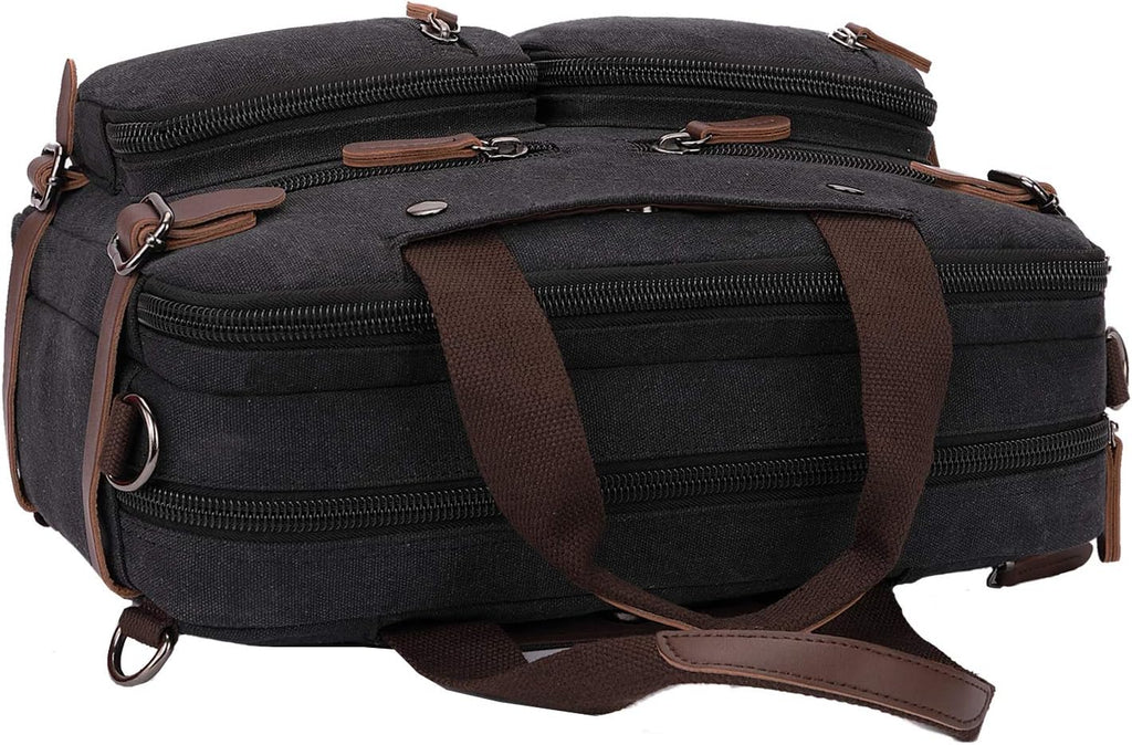 3 In 1 Canvas Convertible Laptop Bag for Men Women, 17.3 inch Laptop Messenger Bag Work Briefcase, Computer Shoulder