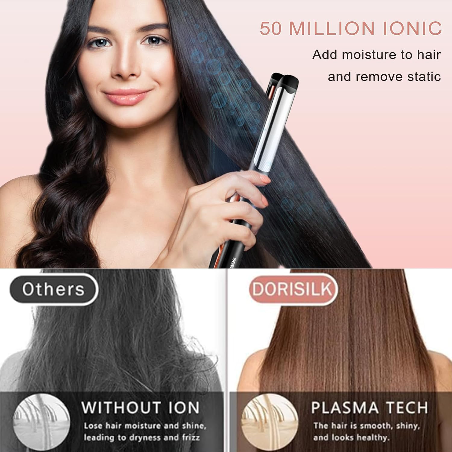 Hair Straightener and Titanium Flat Iron Curler 2 in 1 | 1 Inch Ceramic 3D Floating Panel,Dual Voltage,450°F Rapid