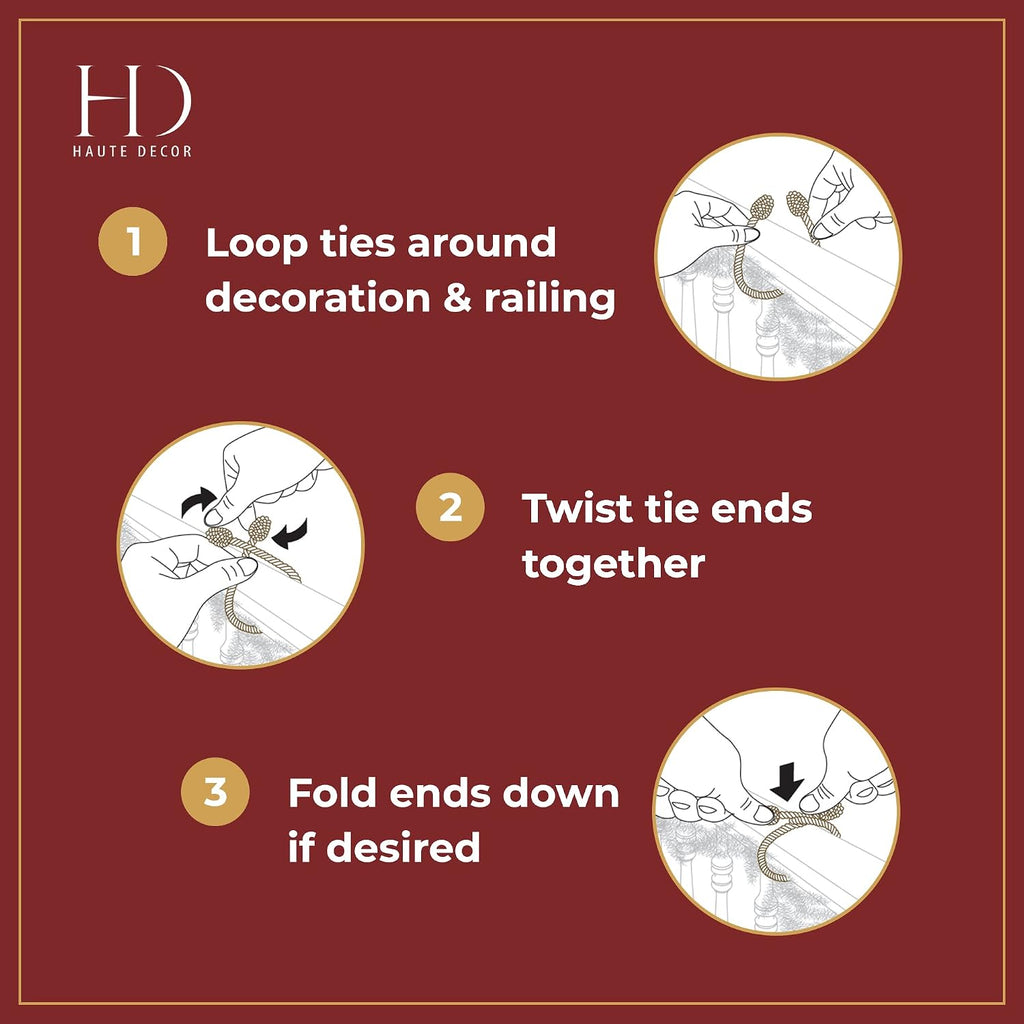 Decorative Twist Ties, 6 Pack, 20 inches (Brown)