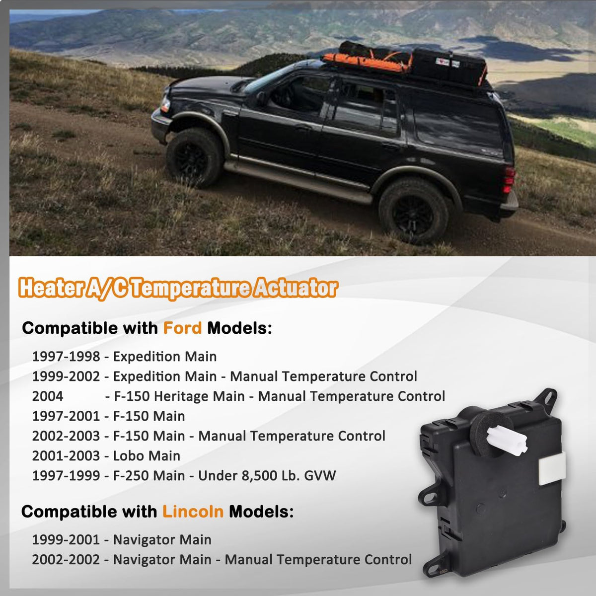 HVAC Temperature Blend Door Actuator 604-205 Compatible with Ford Lincoln
