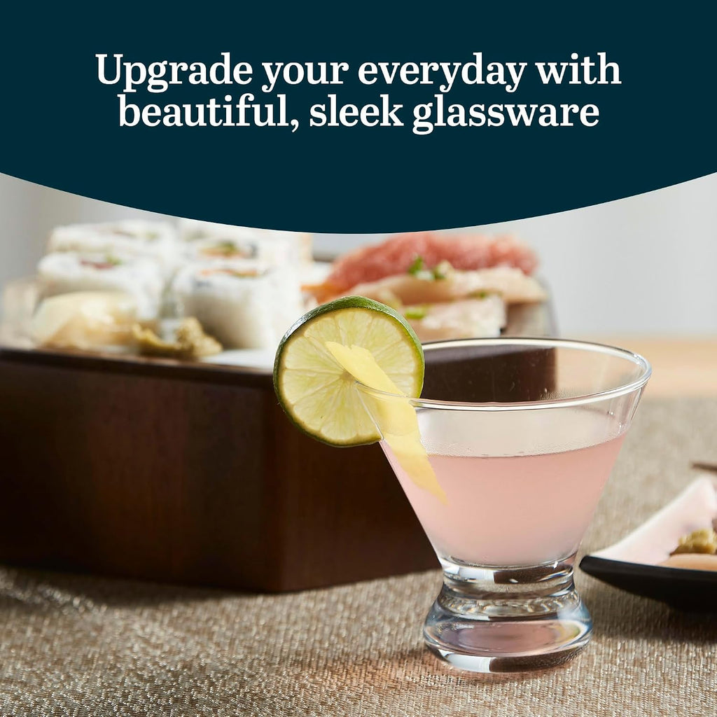 Cosmopolitan Stemless Martini Glasses Set of 12, Cocktail Cups