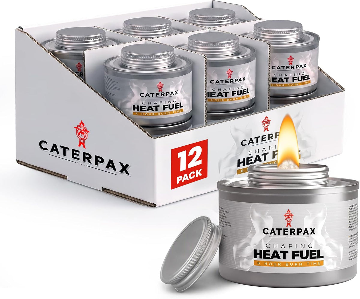 6 Hour Chafing Fuel Cans for Food Warmers and Buffet Trays 12 Pack