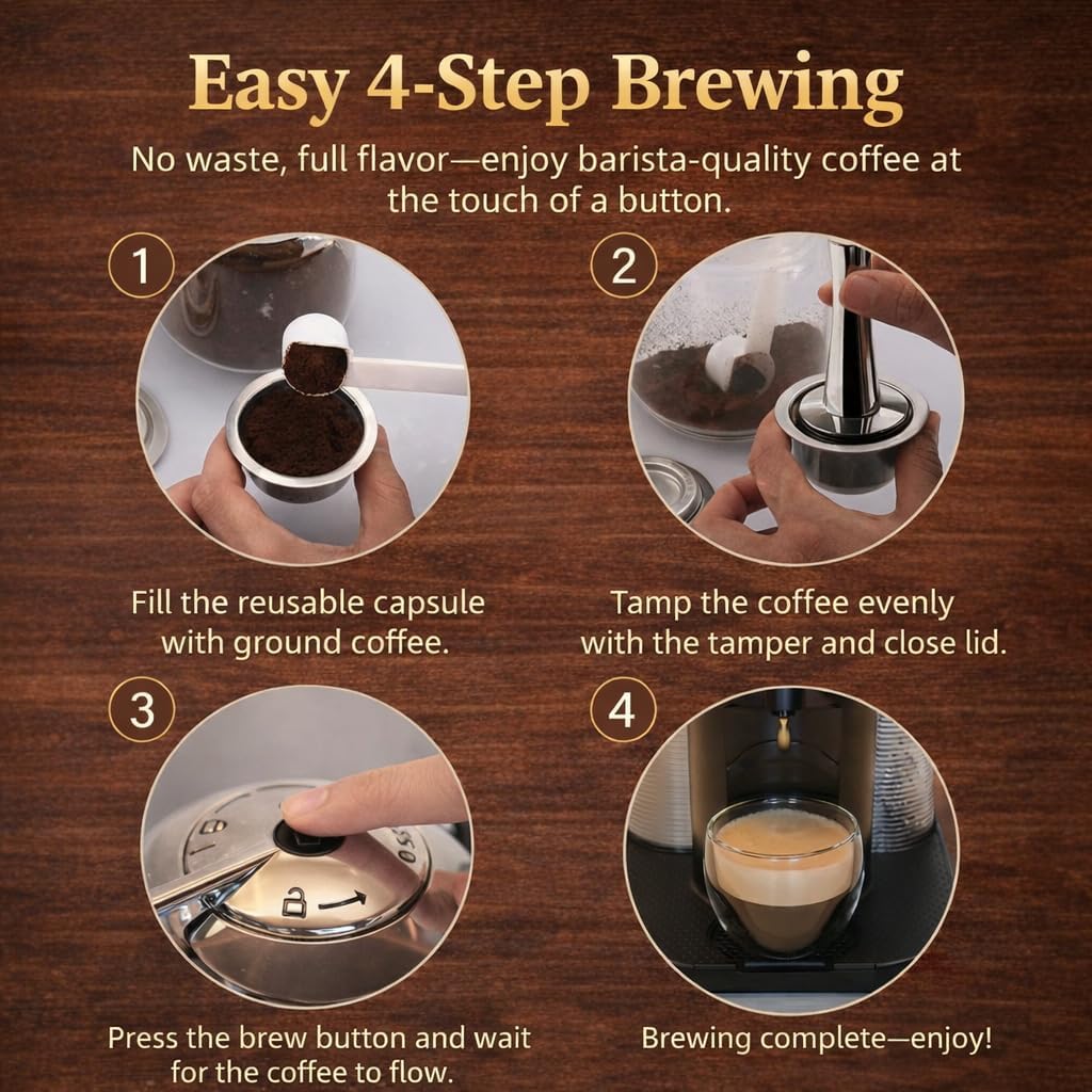 Refillable Coffee Capsule: Compatible with Nespresso VERTUO Coffee Capsules, Stainless Steel 230ml Capacity Reusable