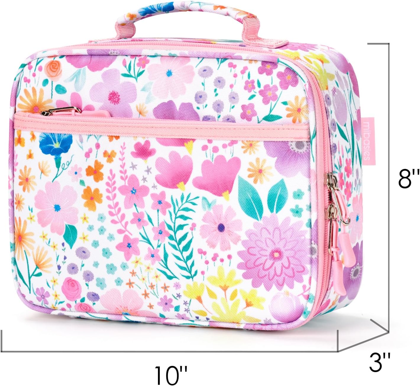 Kids Lunch Box for Girls, Insulated and Reusable Lunch Bag for School Preschool Kindergarten, Flower Pink