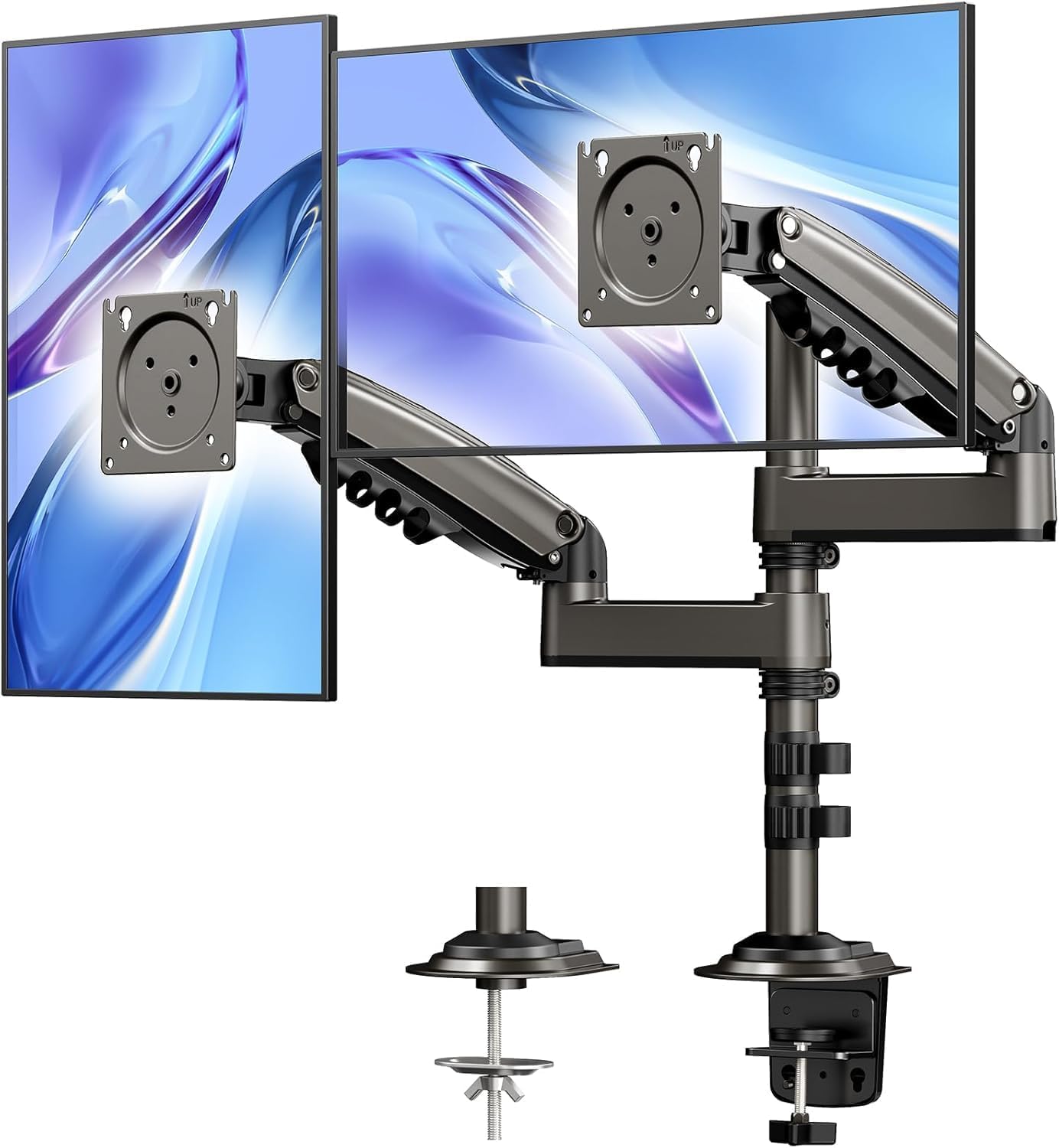 17-32 Inch Dual Monitor Stand, Stacked Monitor Mount, Monitor Arms for 2 Monitors, Ergonomic Adjustable
