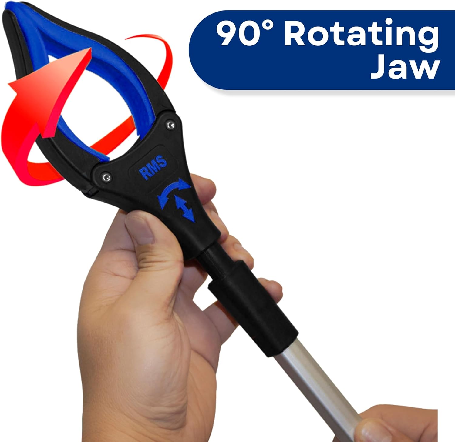 2-Pack 32 Inch Extra Long Grabber Reacher with Rotating Jaw - Mobility Aid Reaching Assist Tool (Blue)