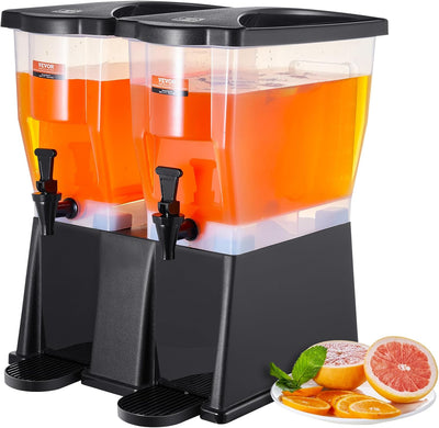 Beverage Dispenser, 3 Gallon x 2 Drink Dispensers for Parties, Plastic Juice Dispenser with Stand Spigot Lid, Iced