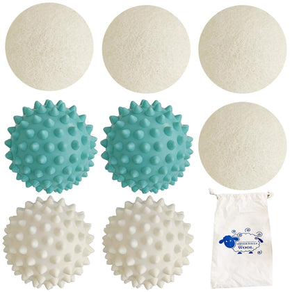 XL Wool Dryer Balls, 8PCS Natural Fabric Softener, Fluff Laundry Wrinkle Release