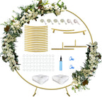 Large Wedding Arch for Ceremony 7 Ft, Circle Arch for Party, Gold