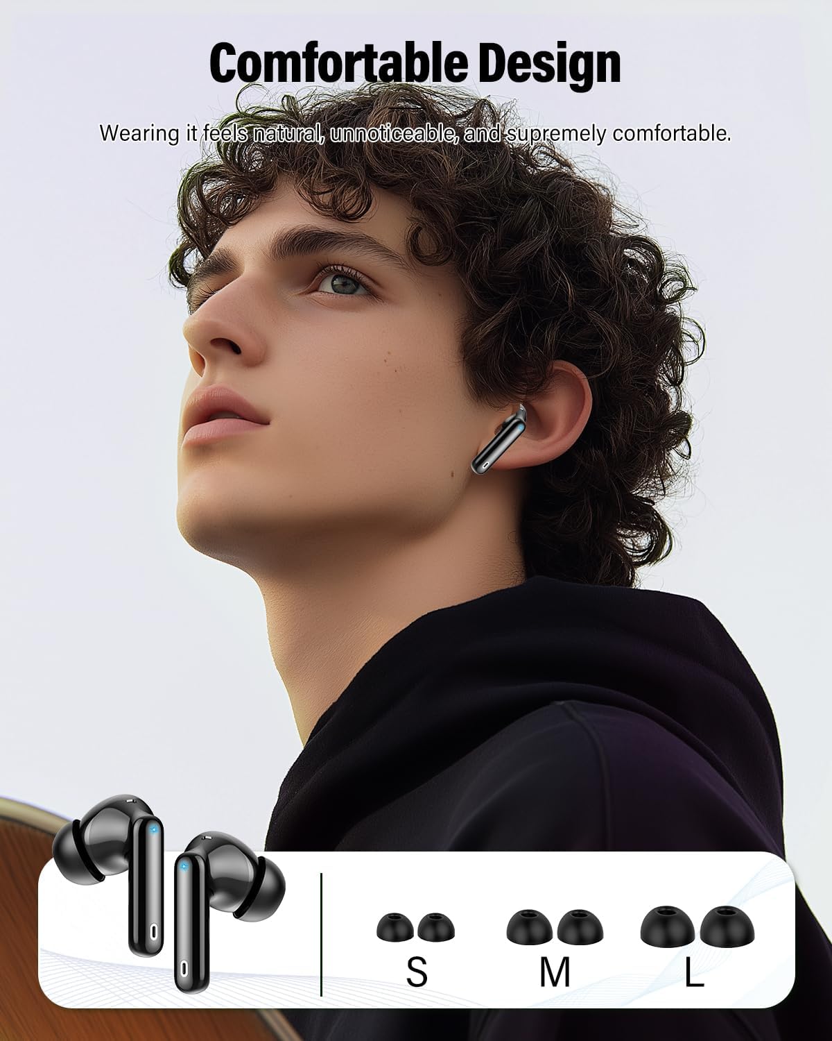 Wireless Earbuds, Bluetooth 5.4 Headphones Bass Stereo, Ear Buds with Noise Cancelling Mic, LED Display in Ear