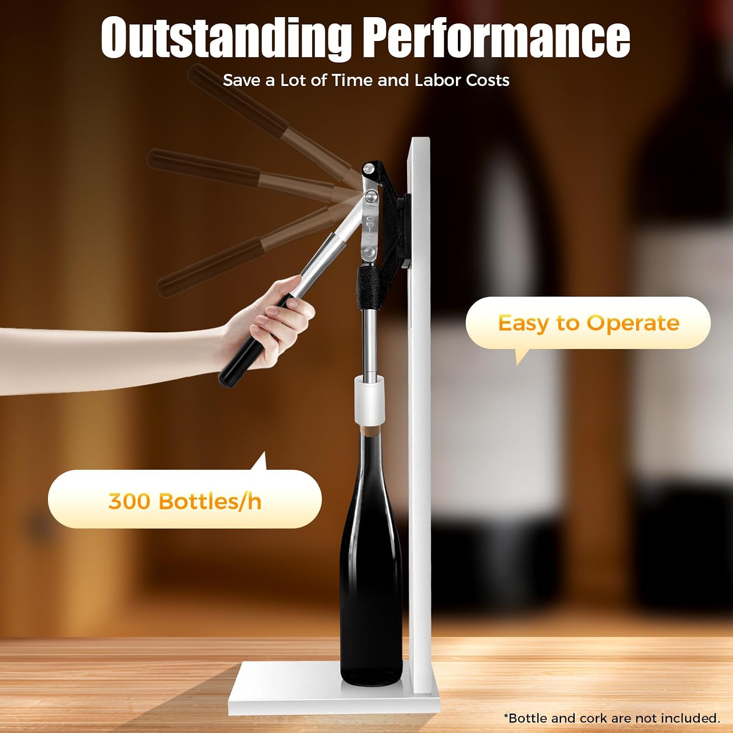 Wine bottle corker, Manual Wine bottle Capper Bottle Corking Machine, 2 POM Inserting Stopper Corking Tool Wine