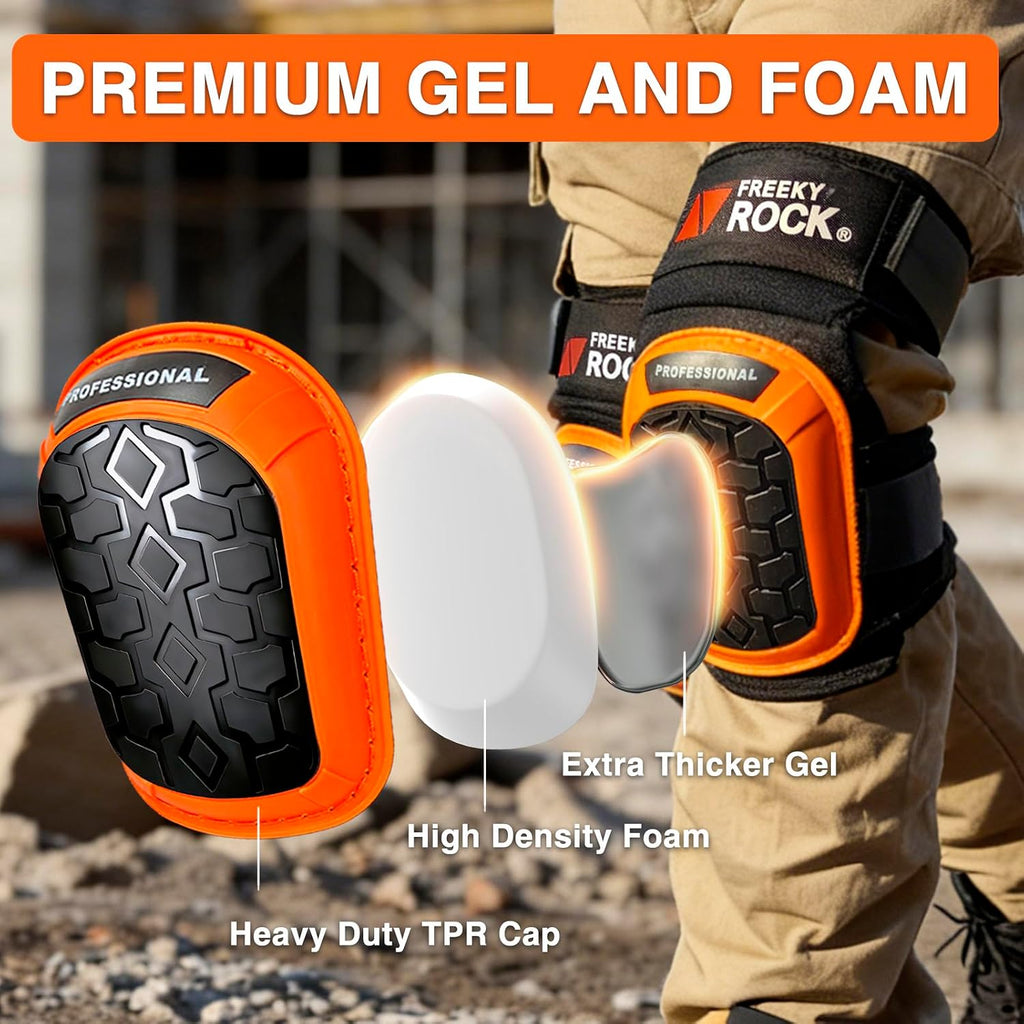 Knee Pads for Men Construction Knee Pads for Work with Heavy Duty Anti-Slip Cap Work Knee Pads with Thick Gel Padding