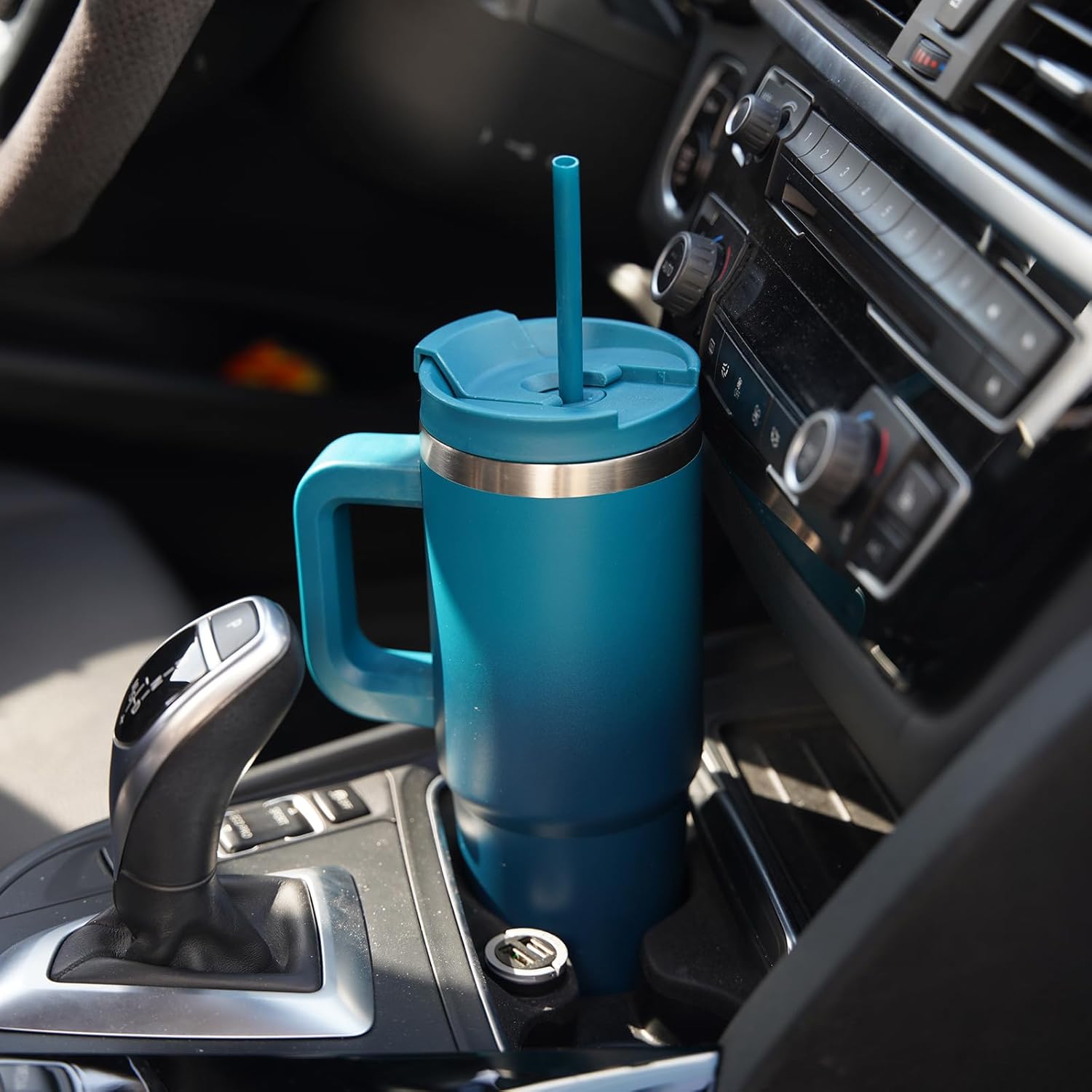 40 oz Insulated Tumbler Water Bottle with Handle, Straw Lid | BPA-free and dishwasher safe; made for gym, travel