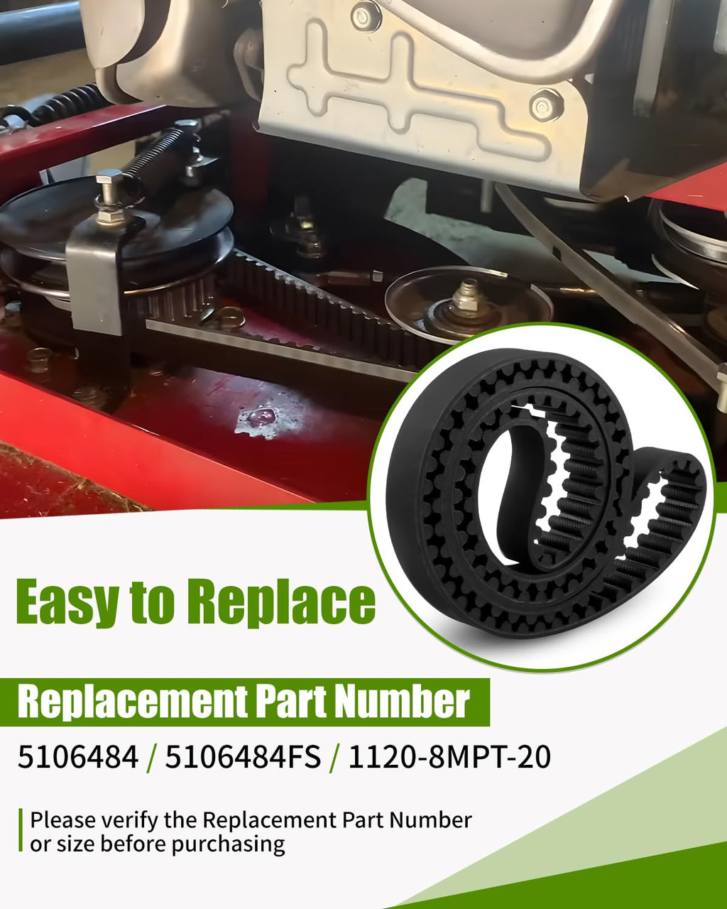 1120-8MPT-20 Drive Belt Fit for Briggs & Stratton Ferris & Snapper Pro