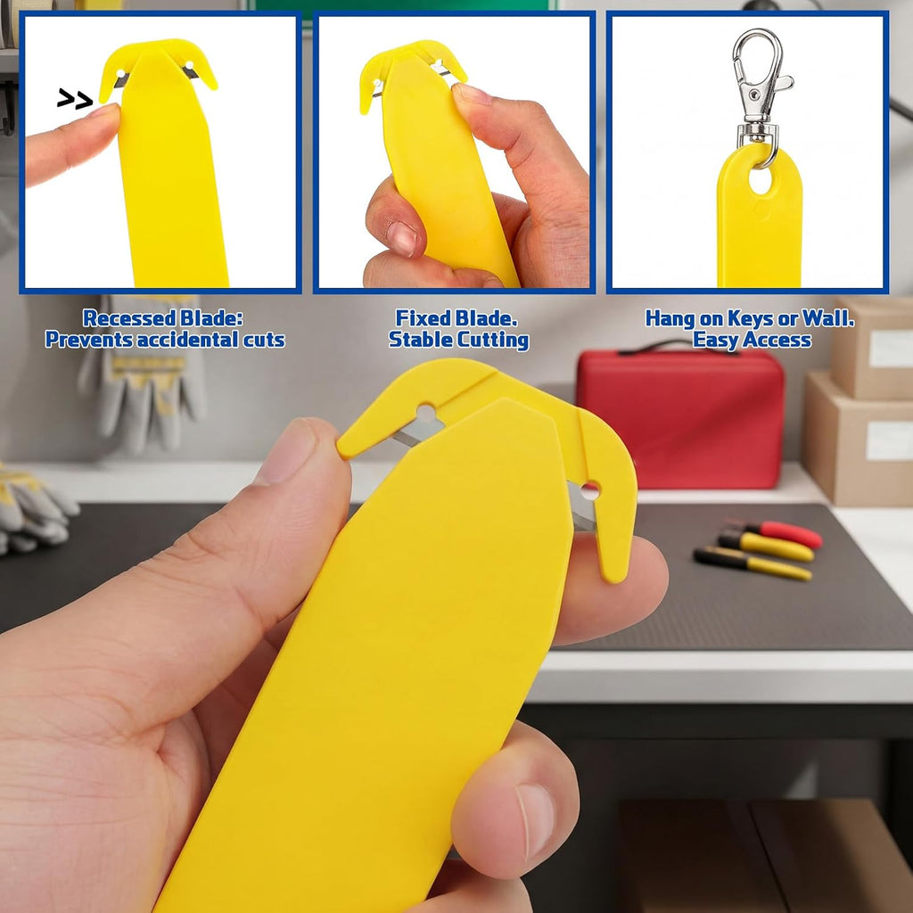 Safety Box Cutter, Stainless Steel Blade, Multicolor, 150 Pcs
