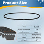 uxcell 2Pcs 3L420 Rubber V Belt, 42" Outer Circ x 0.37" Width x 0.22" Thick