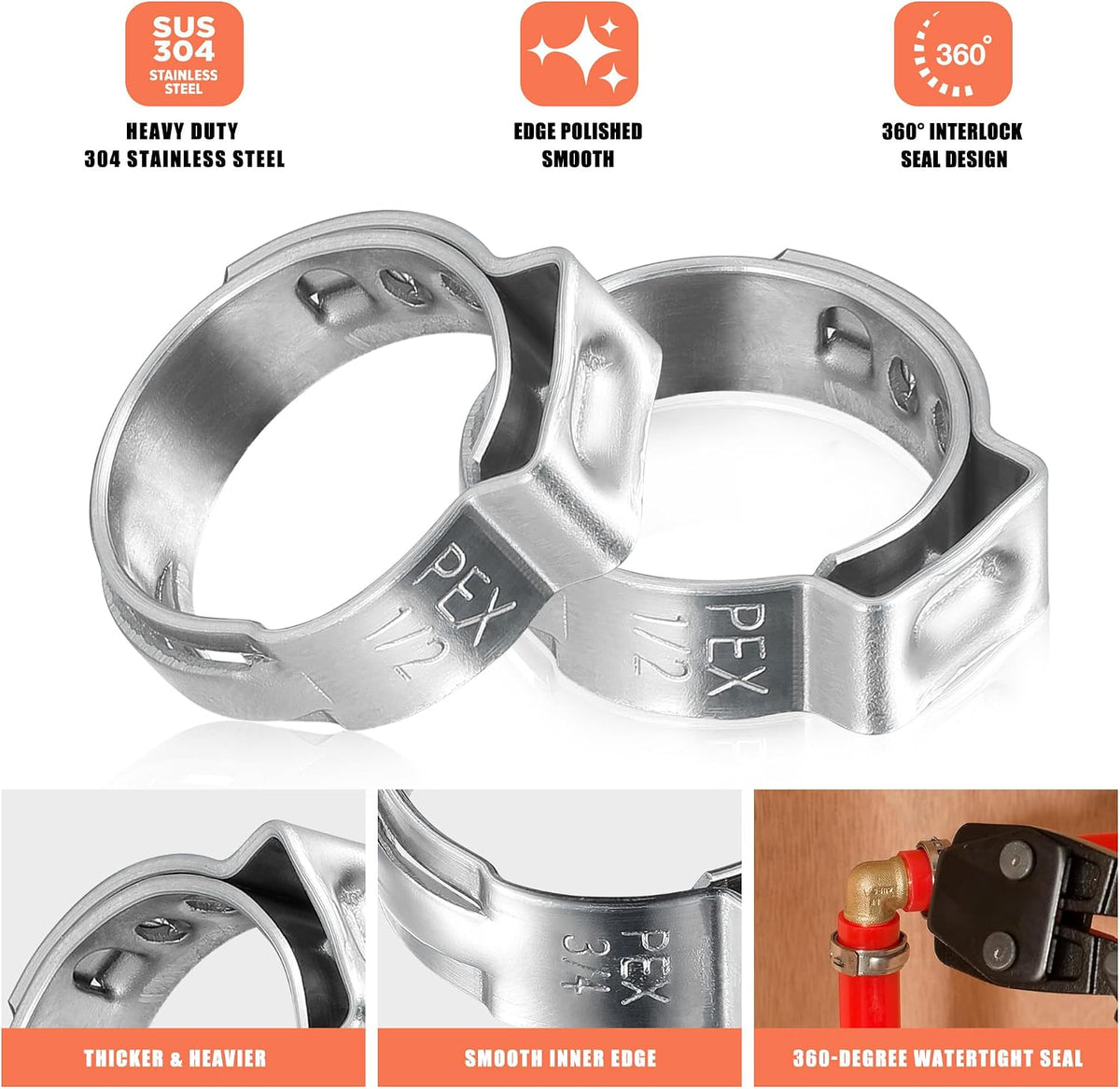 66pcs 1/2 pex crimp rings for PEX Tubing Pipe Fitting Connections