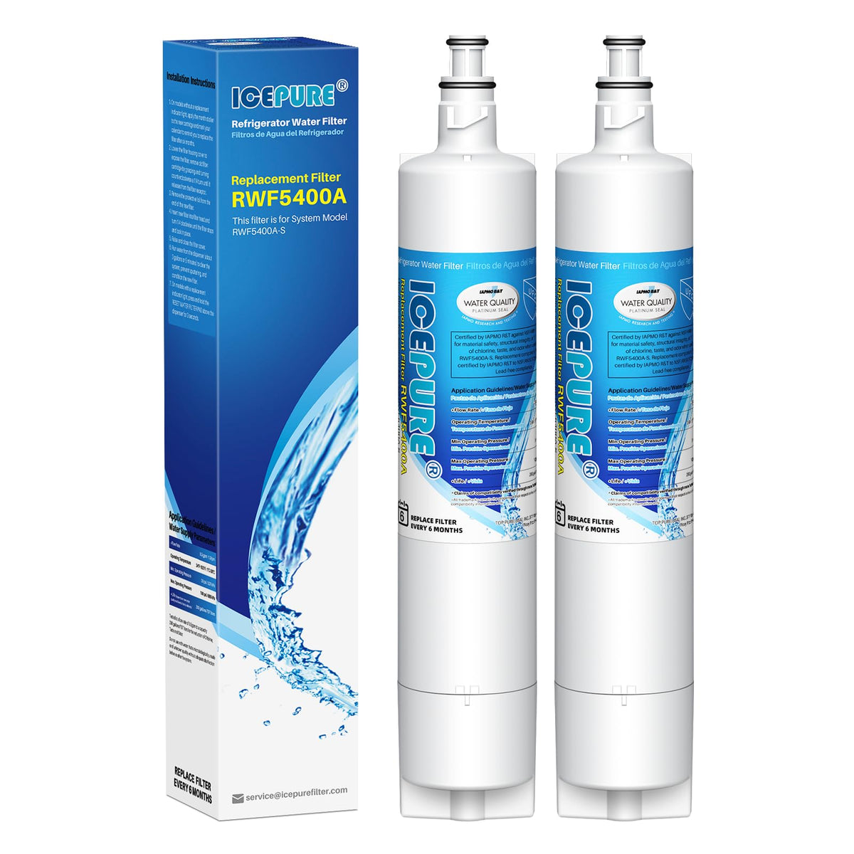 ICEPURE 847200 Water Filter,Replacement for Fisher & Paykel E522,2PACK