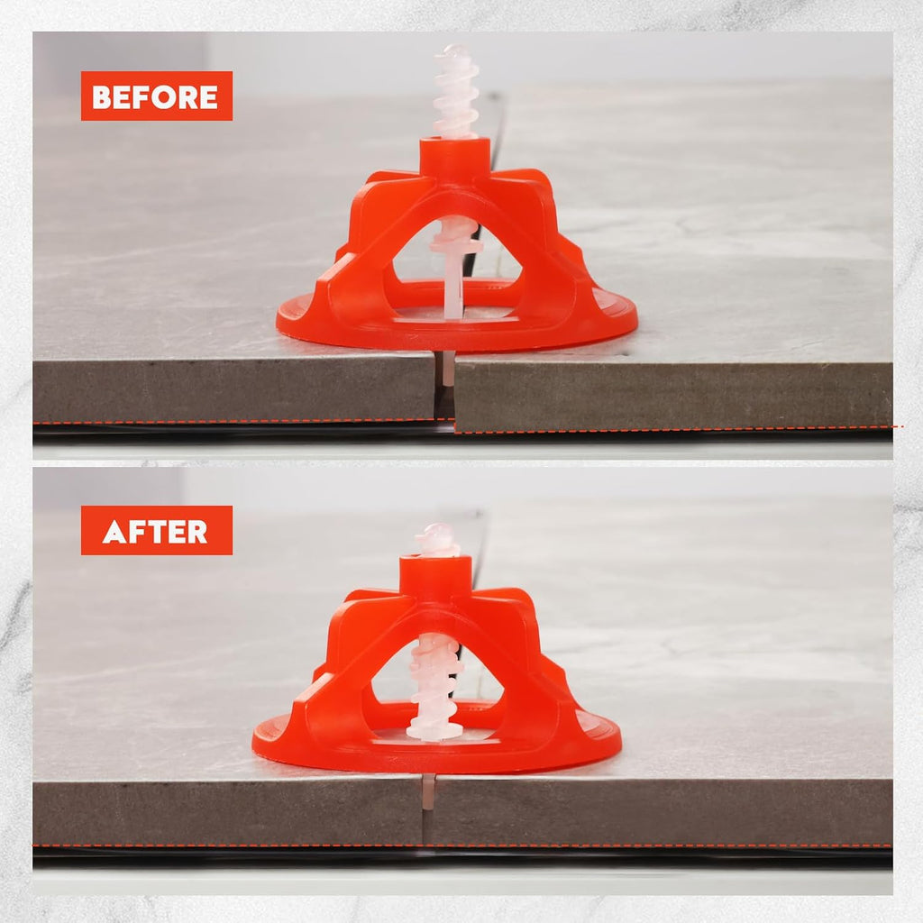 Tile Leveling System 1/8 Inch, 300 Tile Spacers and 100 Red Cap