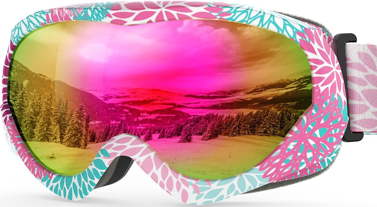 Lollipop Kids Ski Goggles UV Protection Snow Goggles | Anti-Fog Coating, Helmet-Compatible, Adjustable Strap