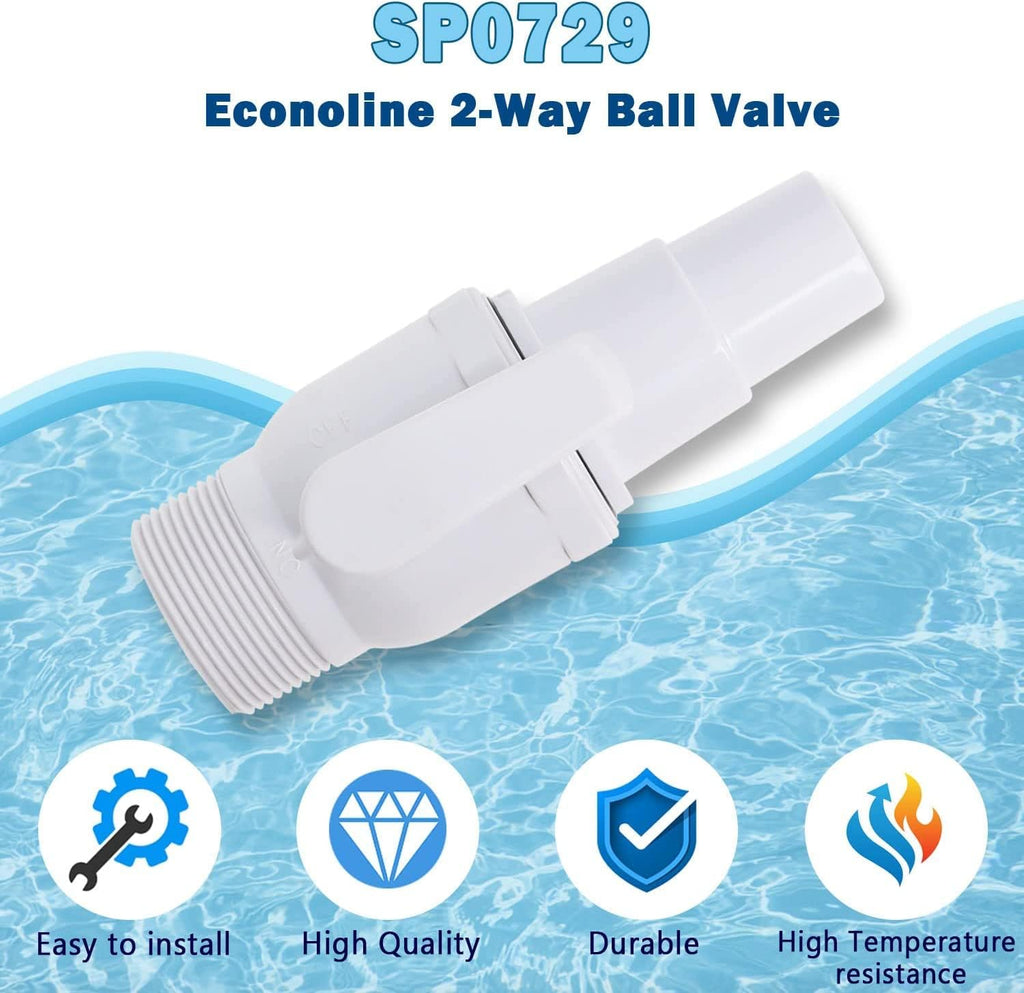 SP0729 Econoline 2 Way Ball Valve Replacement Compatible with Hayward – 1.5" MIP x 1.5" - 1.25" Hose Adapter Econoline ABS Valve, 50 psi, Non-Corrosive