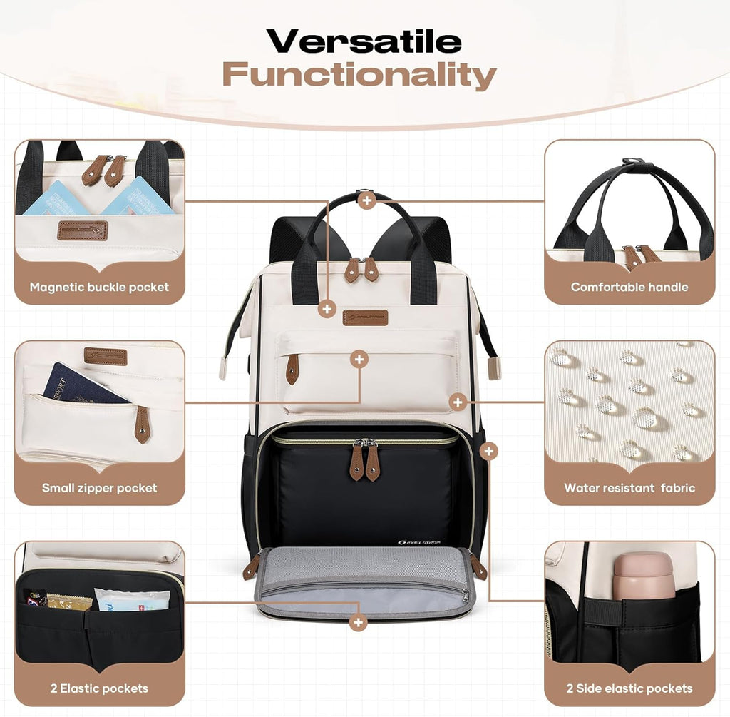 Travel Backpack for Women Men,Laptop Backpack Fits 15.6-17.3 Inch Laptop, Nurse/Work Bag with Insulated Lunch Box