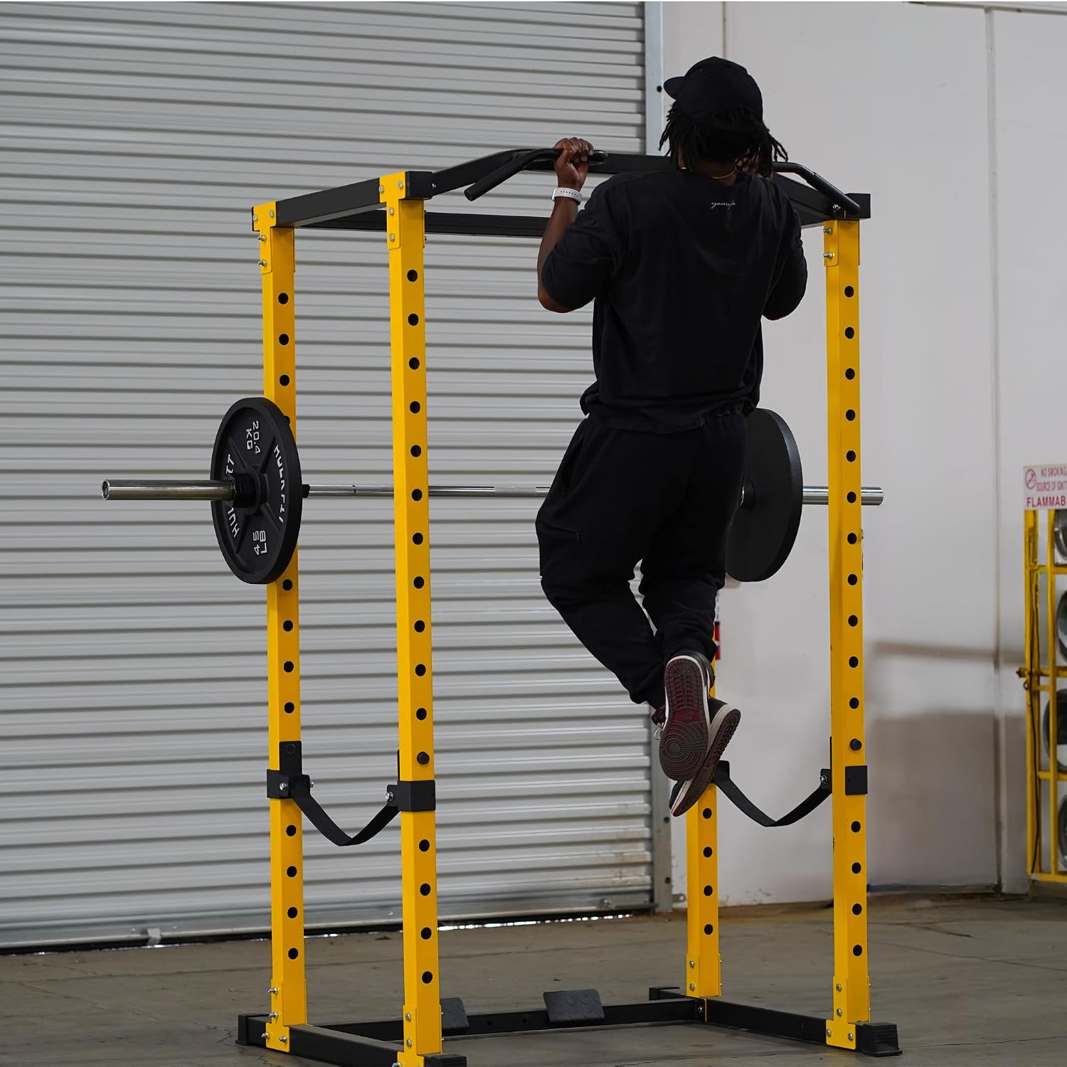 Power Rack, Multi-Function Squat Rack with LAT Pull Down, Power Cage with Pulley System, Strength Training Home Gym