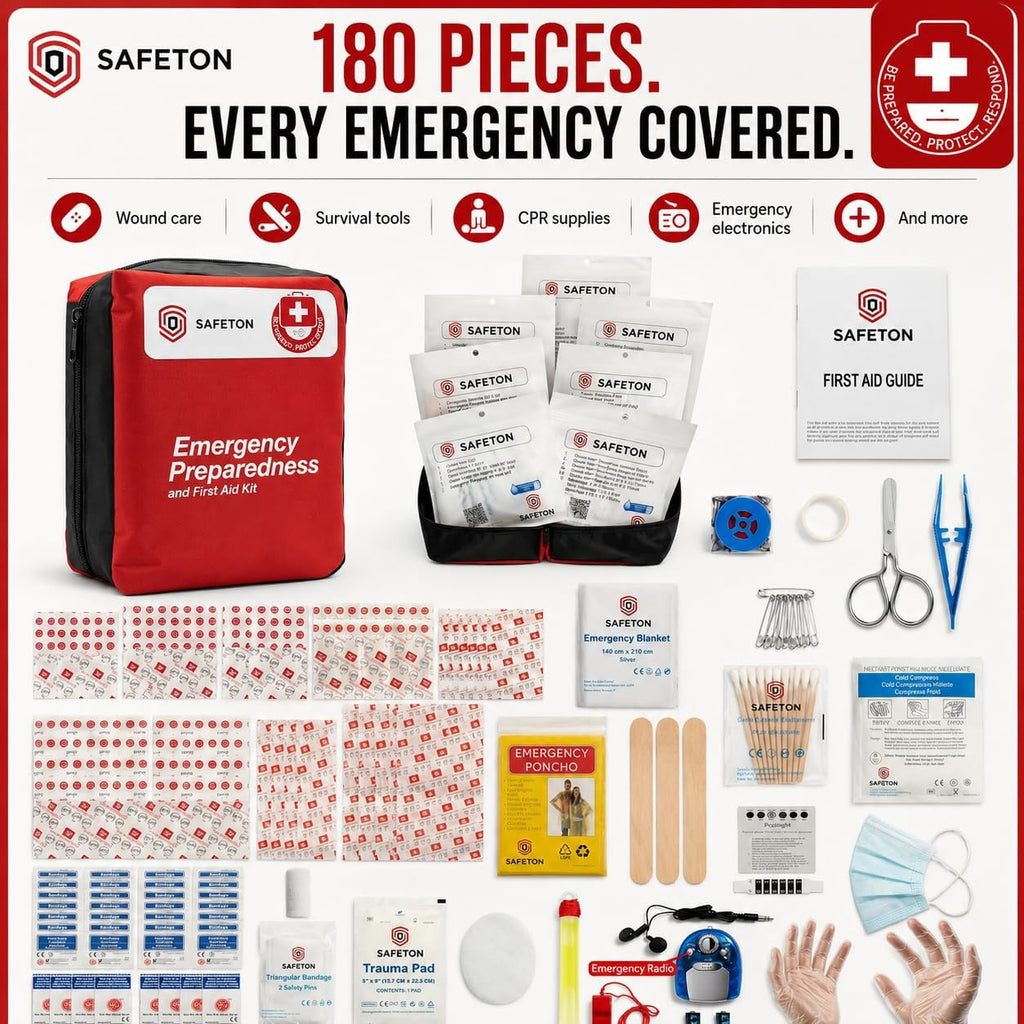 Travel-First Aid-Kit Car-Home 180 Piece Survival-Kit Outdoor-Adventure - Full Portable Emergency Essential - Hiking
