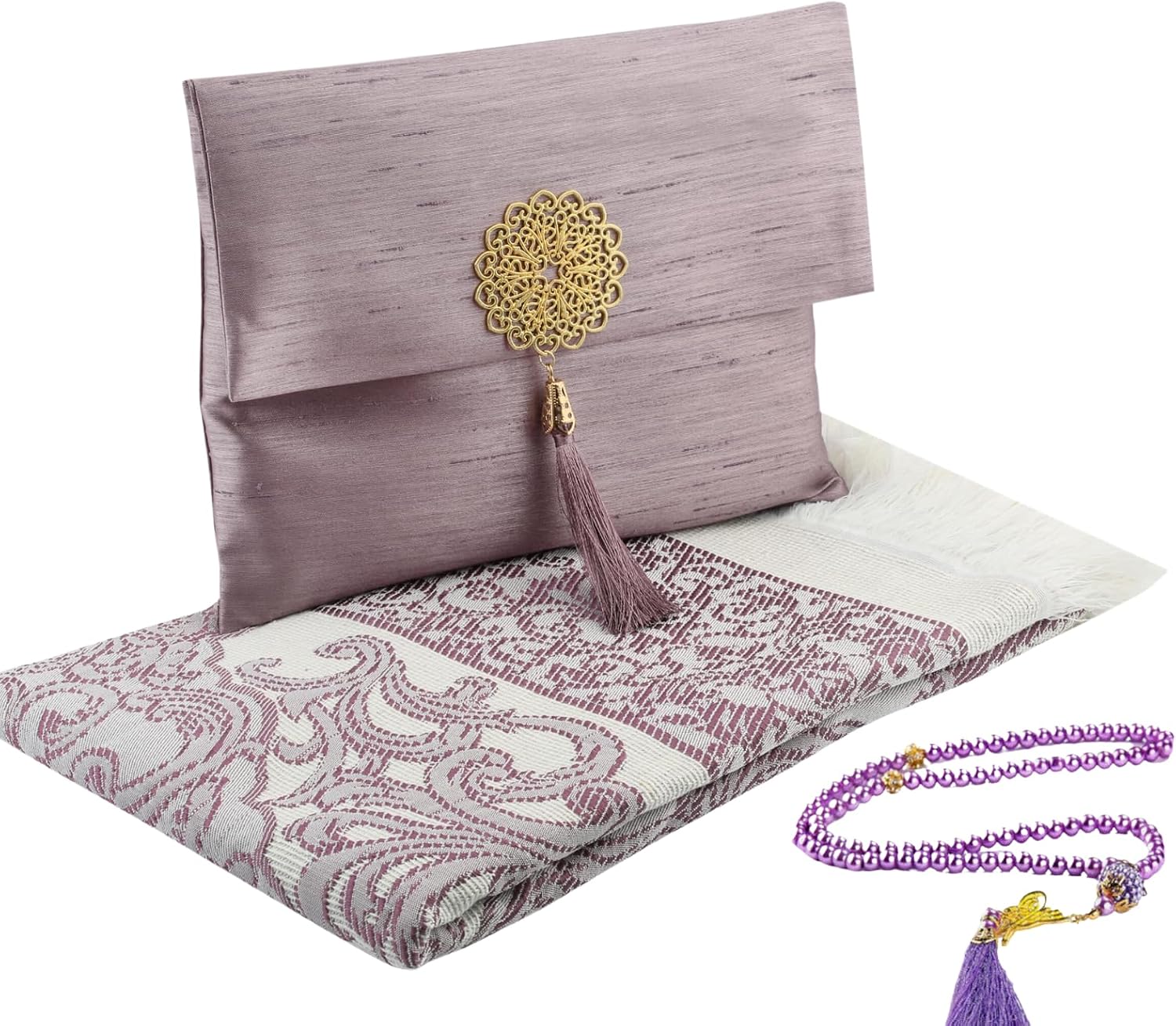 Muslim Prayer Rug with Tasbih and Portable Bag, Muslim Gift for Women Men, Mubarak Islamic Box, Soft Mat Islam Gifts
