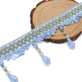 Blue Beaded Fringe Trim, 4 Yard, 3.5 Inch Wide