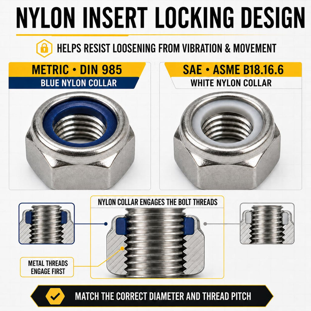 SAE & Metric Nylon Insert Lock Nut Assortment 405 Pcs, 304 SS